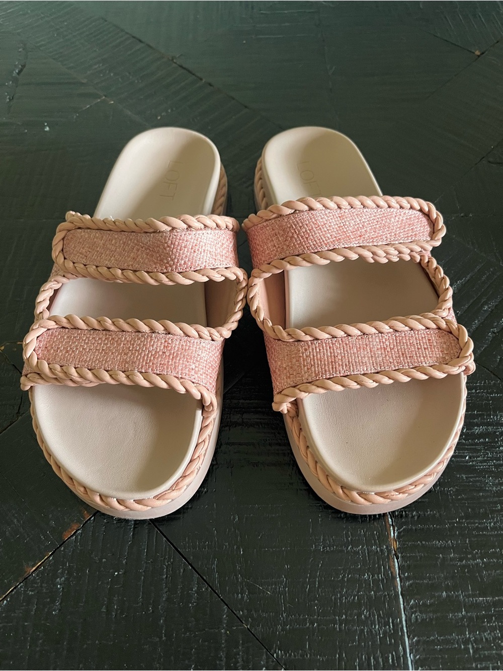 Loft Straw Double Buckle Molded Sandal in Pink Size 10